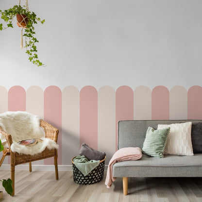 Playful Pickets (Pink) Wallpaper - 4 FT H X 50.5 FT W LUXE