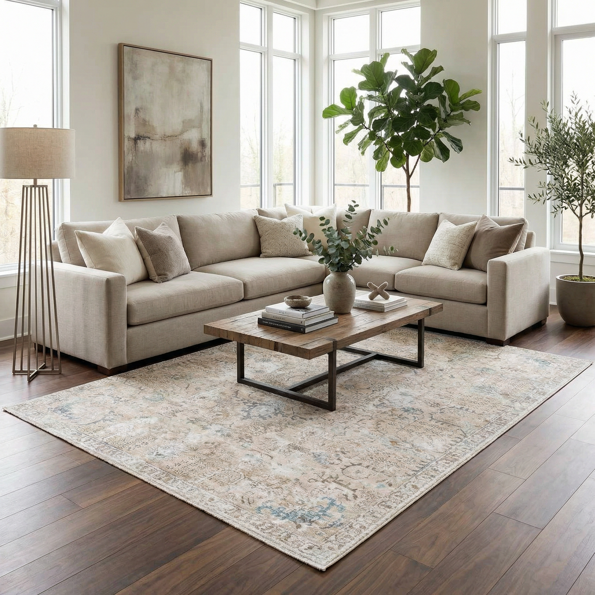Beige Holi-4600 Washable Area Rug - Clearance