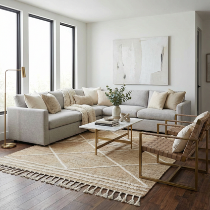 Gulnur Natural Jute&amp;Wool Trellis Rug - Clearance
