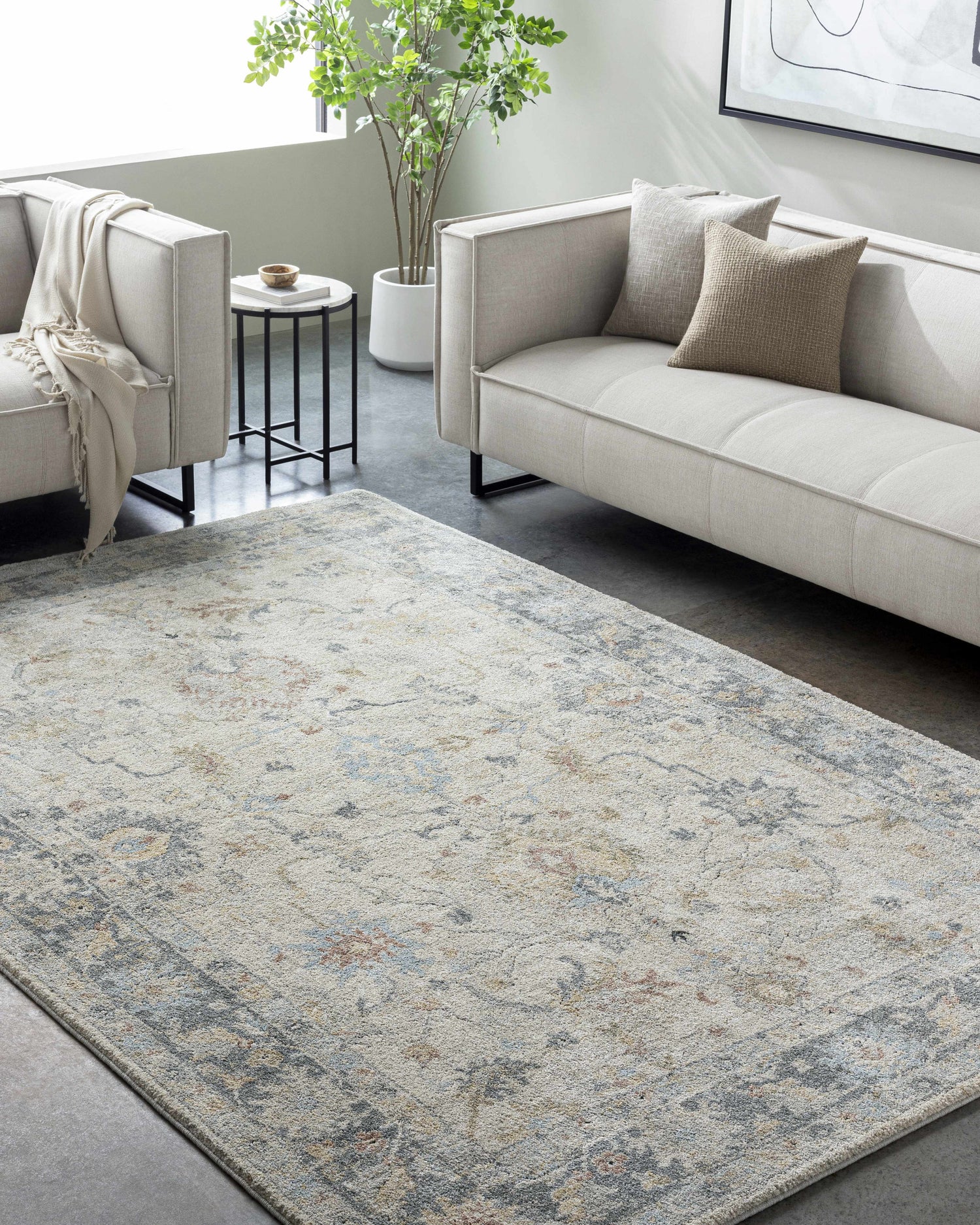 Ahmaud Beige &amp; Light Gray Thick Luxe Area Rug