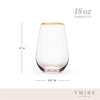 Rose Crystal Stemless Wine Glass Set