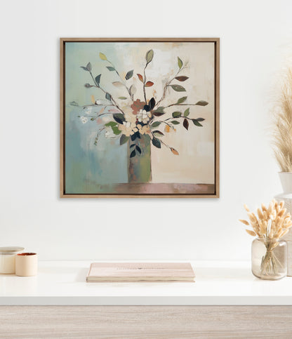 Sylvie Traditional Boho Floral Botanical II Framed Canvas by The Creative Bunch Studio