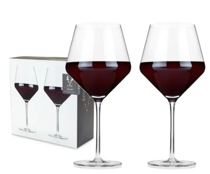 Raye Crystal Angled Burgundy Glasses