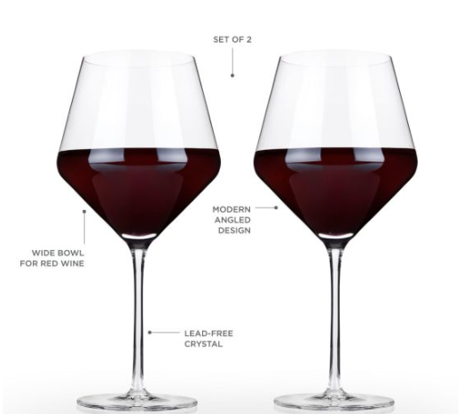 Raye Crystal Angled Burgundy Glasses