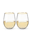 Gilded Stemless Wine Glass Set