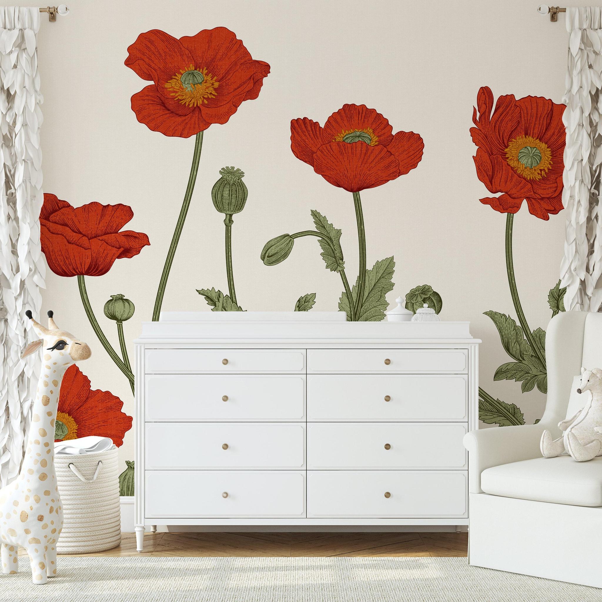 Poppy Lane Wallpaper - 10 FT H X 15.8 FT W LUXE