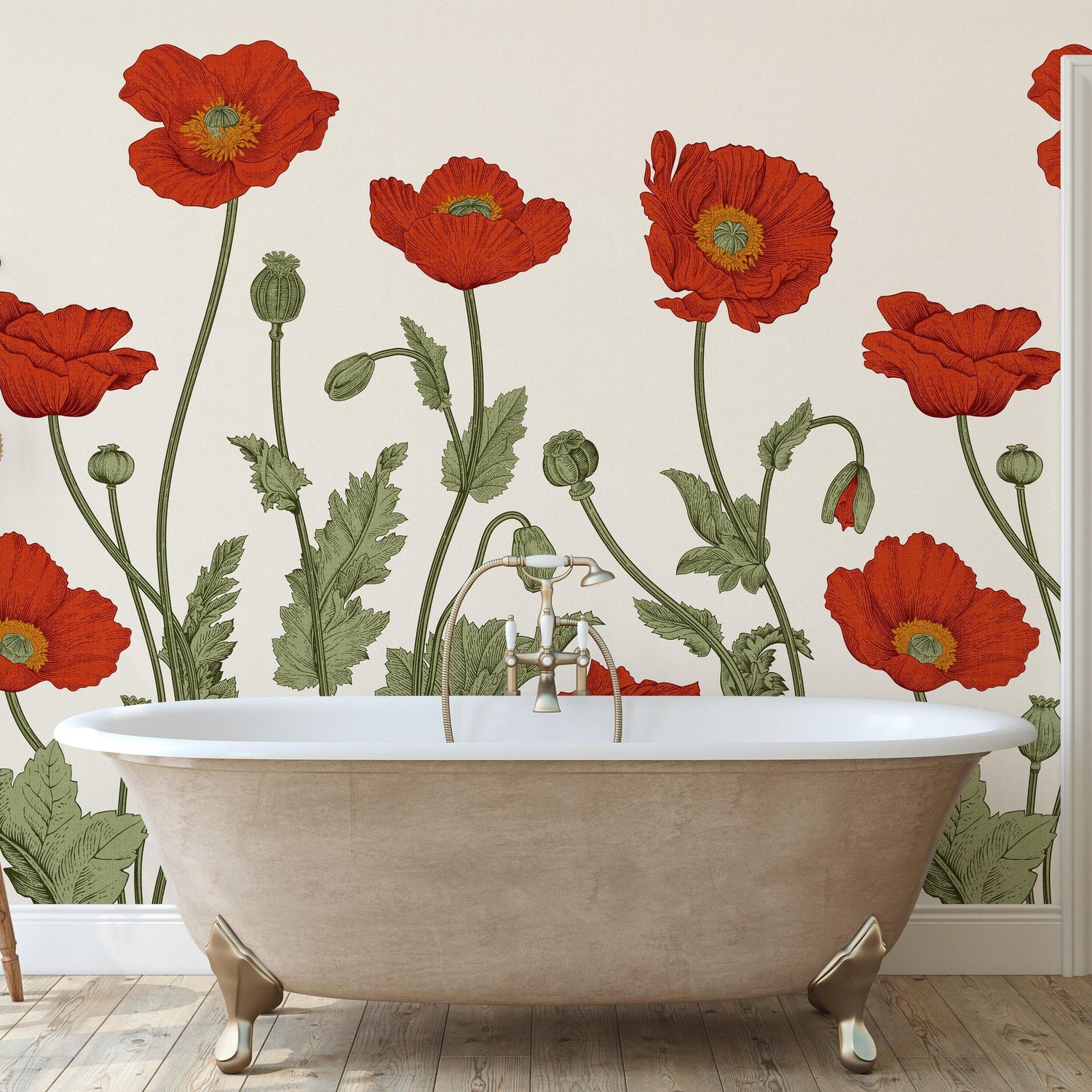 Poppy Lane Wallpaper - 10 FT H X 15.8 FT W LUXE