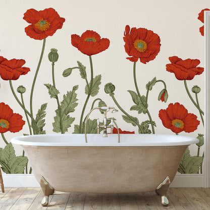 Poppy Lane Wallpaper - 10 FT H X 15.8 FT W LUXE