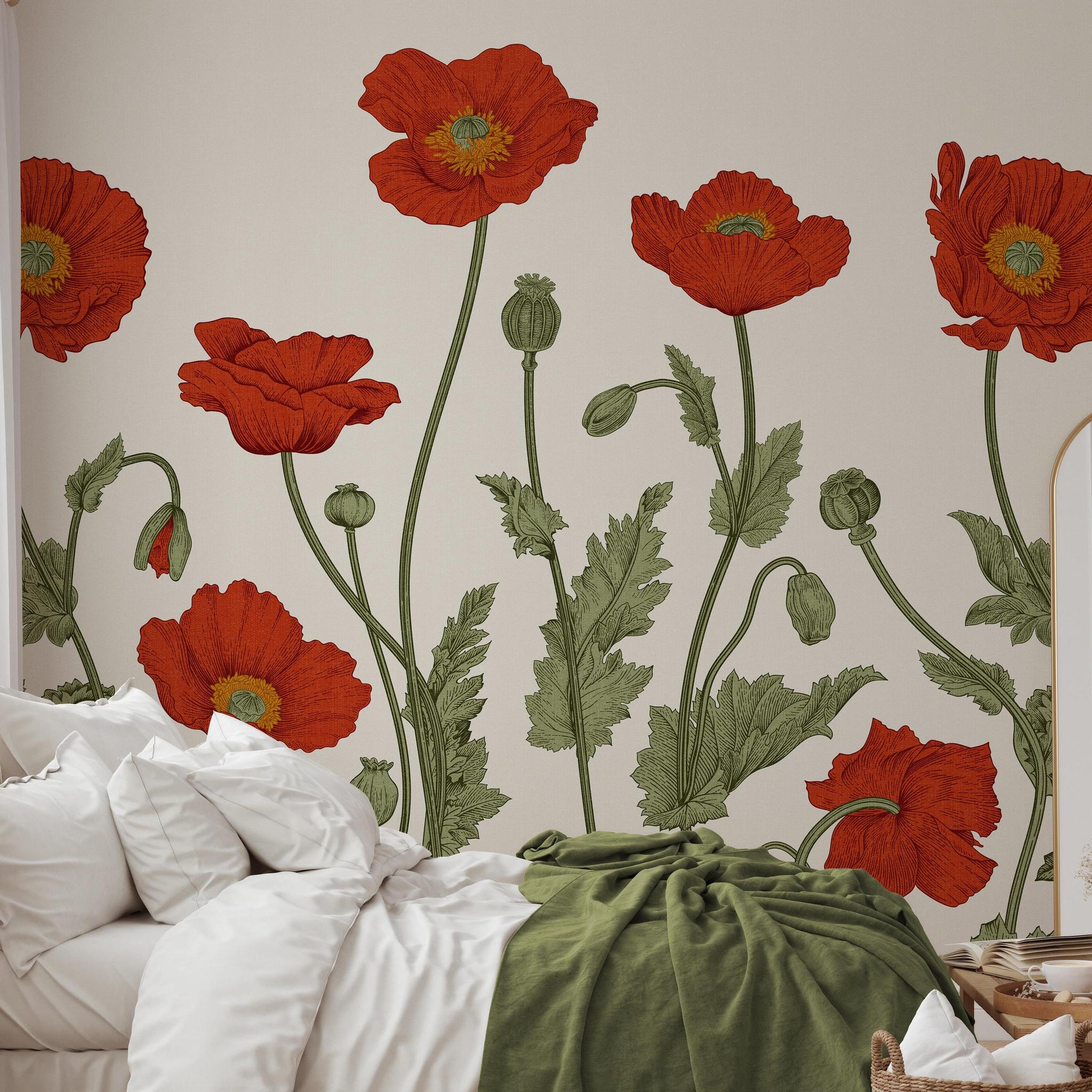 Poppy Lane Wallpaper - 10 FT H X 15.8 FT W LUXE