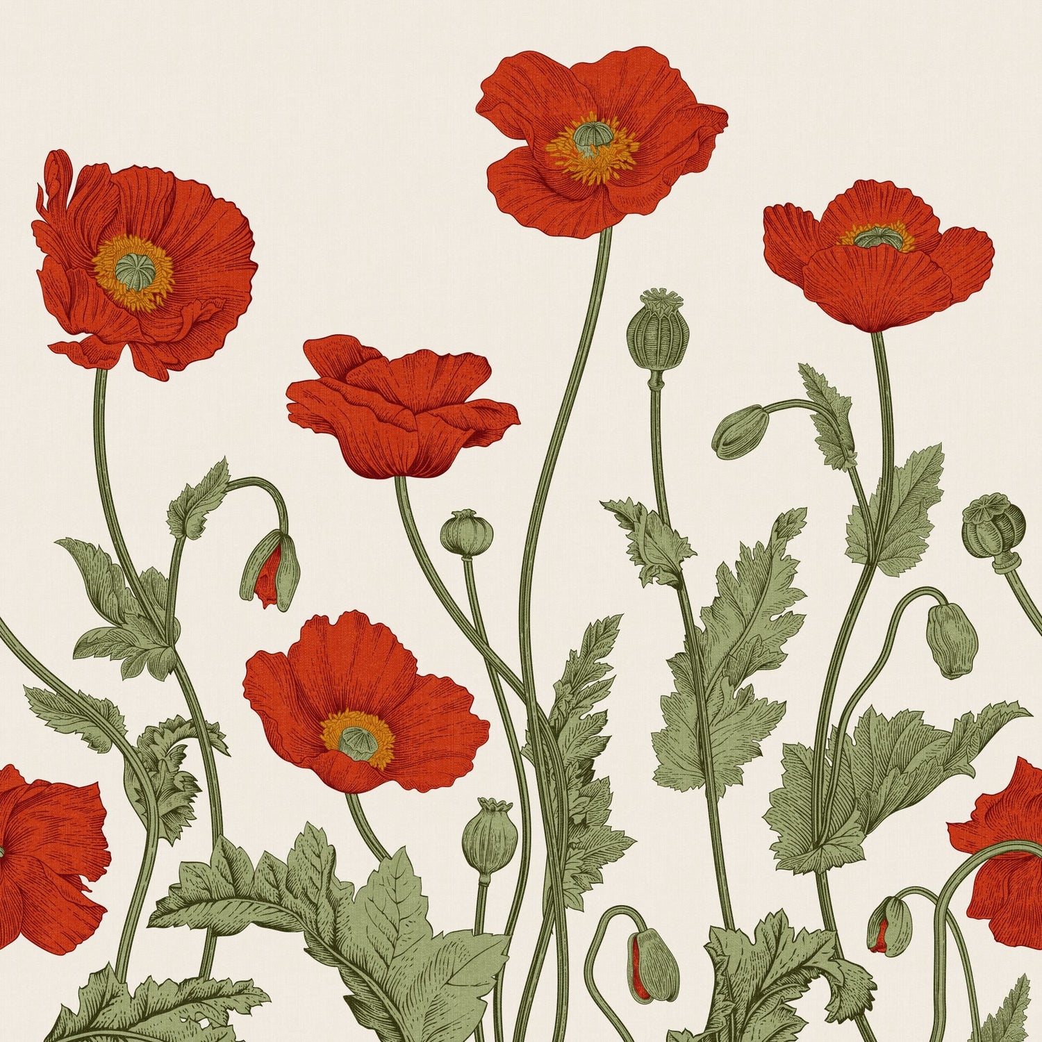 Poppy Lane Wallpaper - 10 FT H X 15.8 FT W LUXE