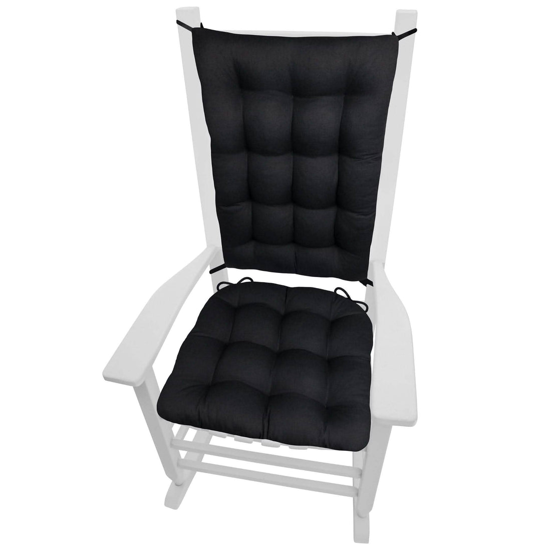 Cotton Duck Black Rocking Chair Cushions - Made in USA - 100% Cotton - Machine Washable