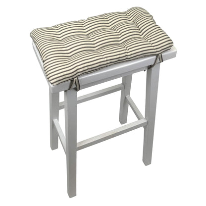 Ticking Stripe Black Saddle Stool Cushions - Gaucho Stool - Satori Seat Cushions - Made in USA
