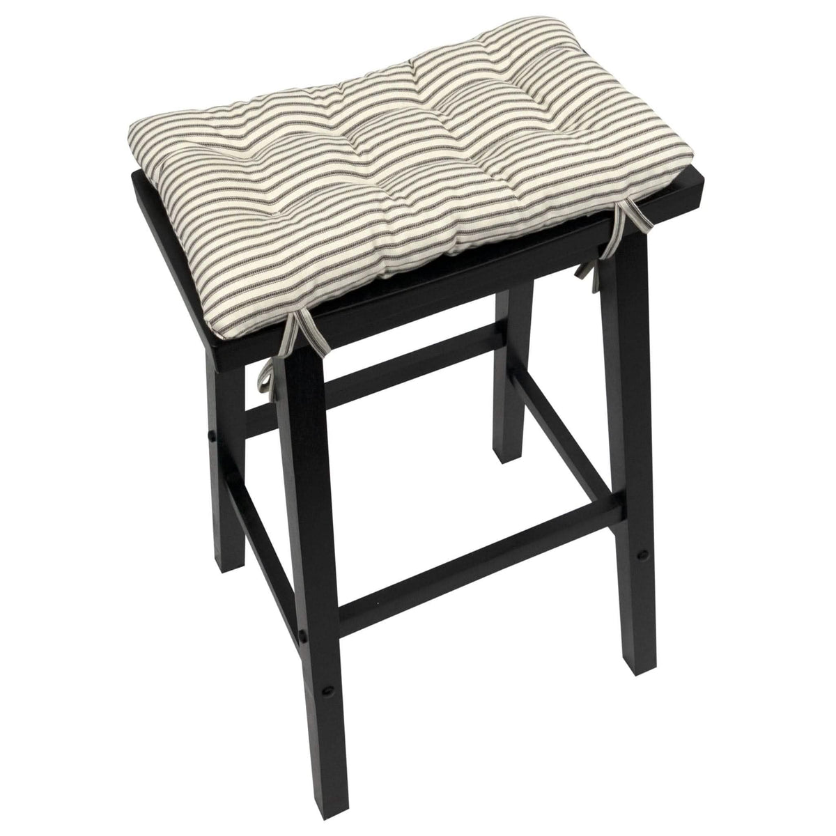 Ticking Stripe Black Saddle Stool Cushions - Gaucho Stool - Satori Seat Cushions - Made in USA