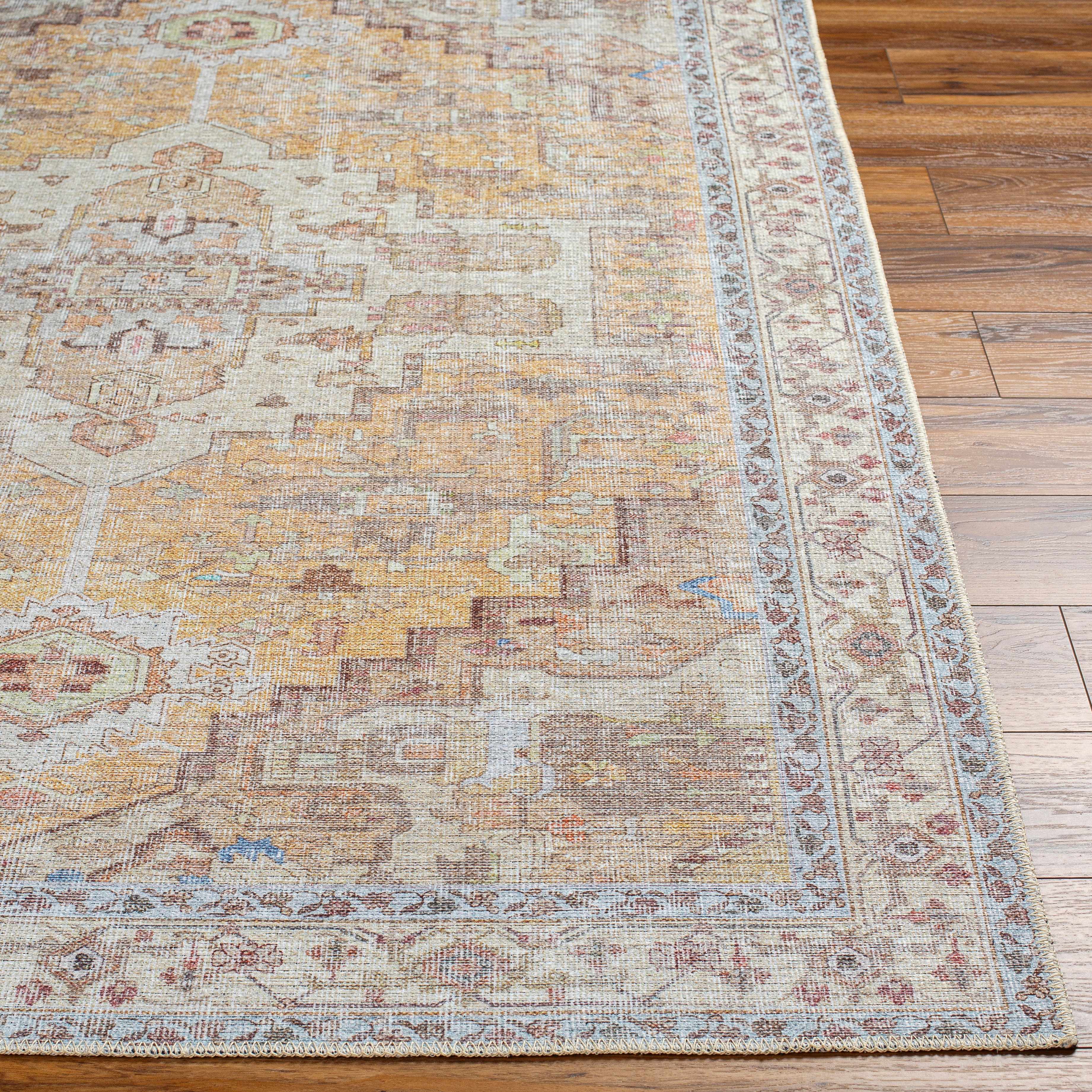 Reza Mustard Washable Rug - Clearance