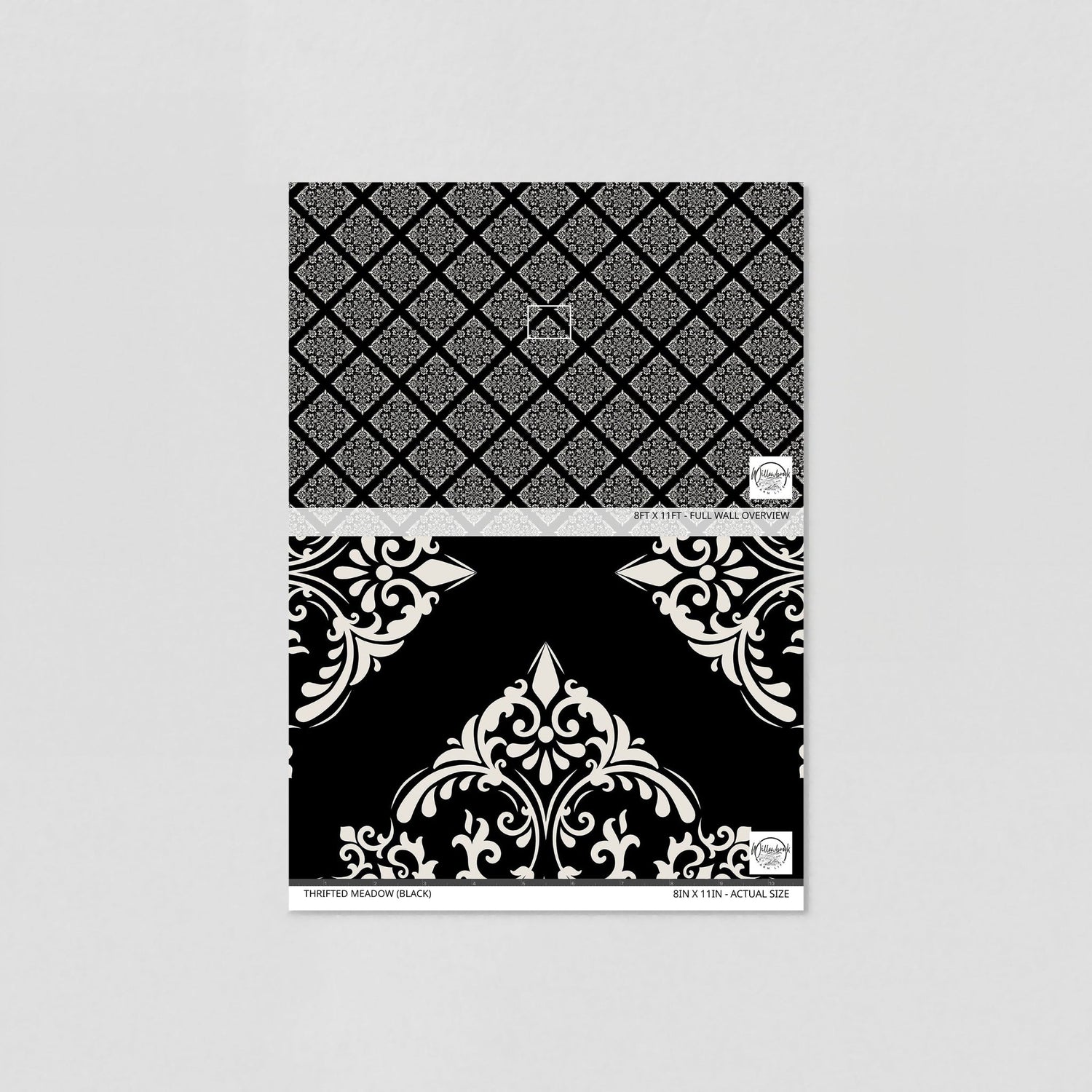 Thrifted Meadow (Black) Wallpaper