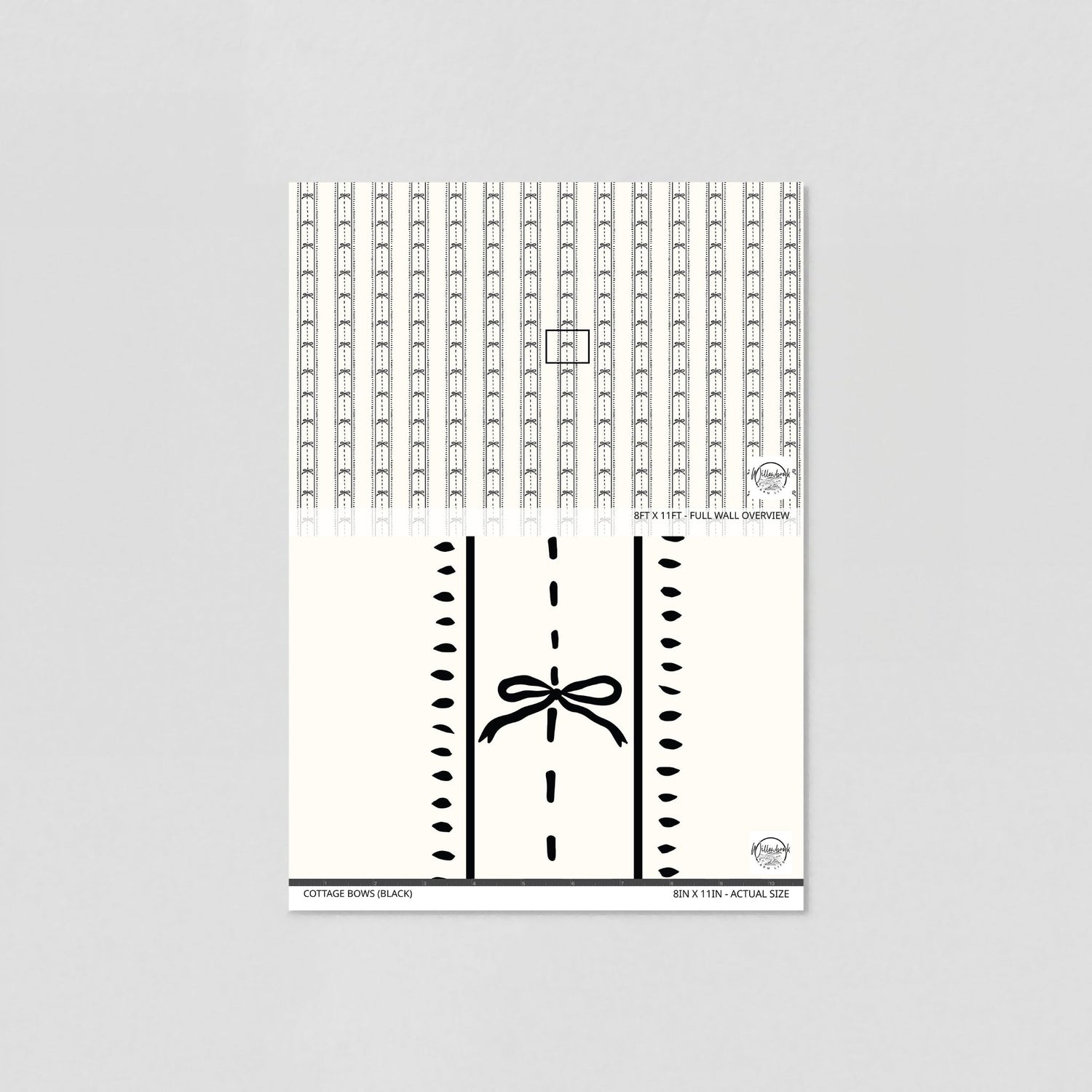 Cottage Bows (Black) Wallpaper