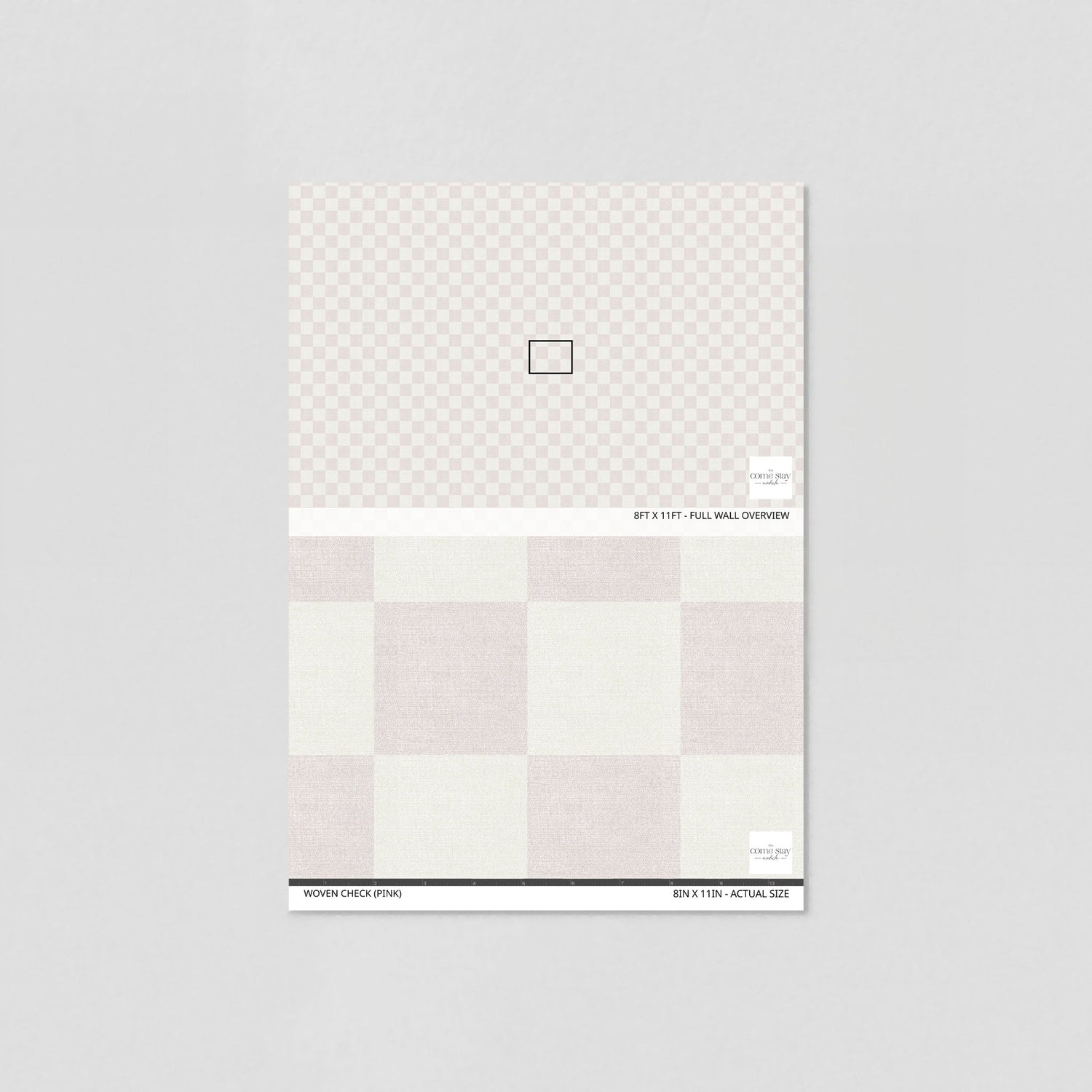 Woven Check (Pink) Wallpaper - 8 FT H X 11 FT W LUXE
