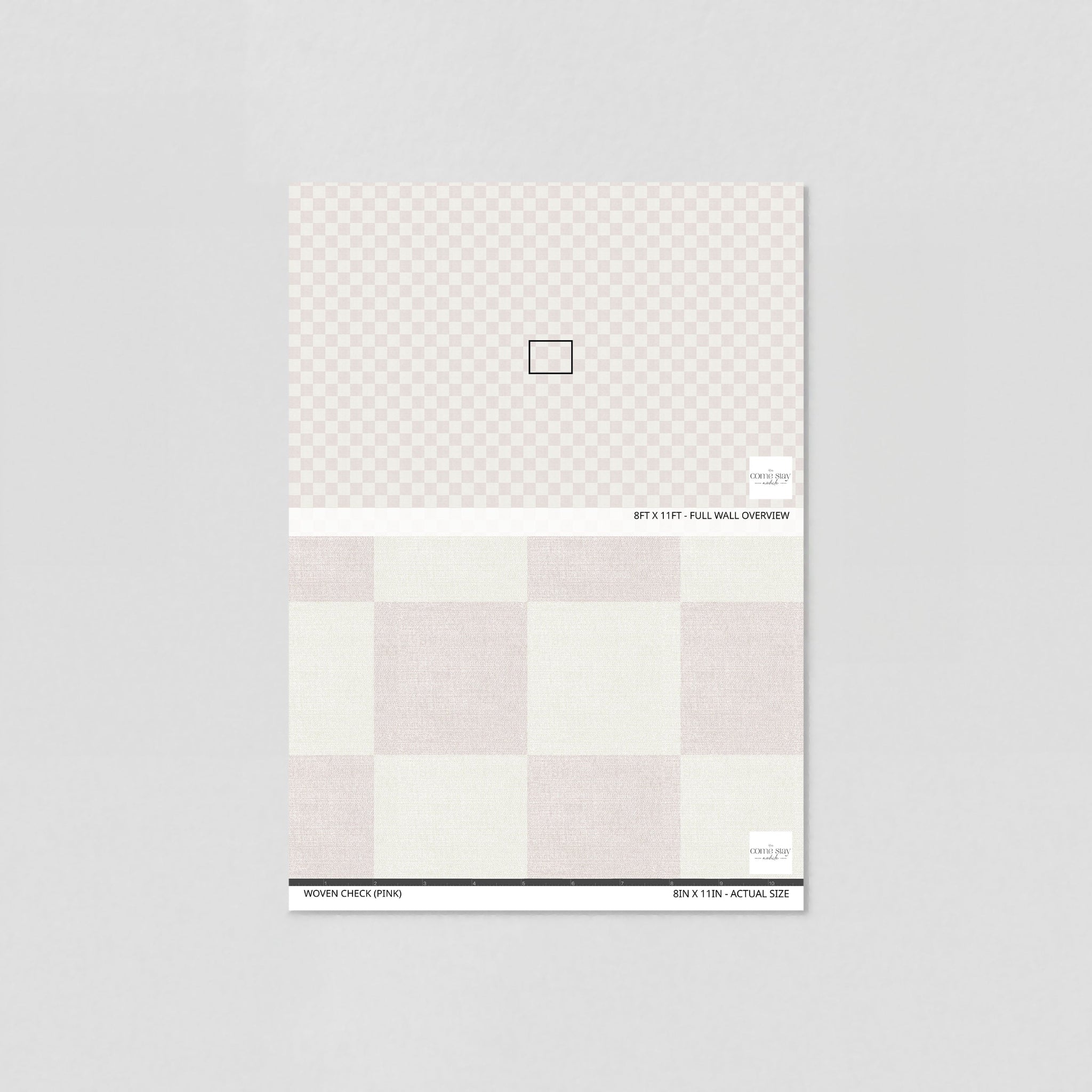 Woven Check (Pink) Wallpaper - 8 FT H X 11 FT W LUXE