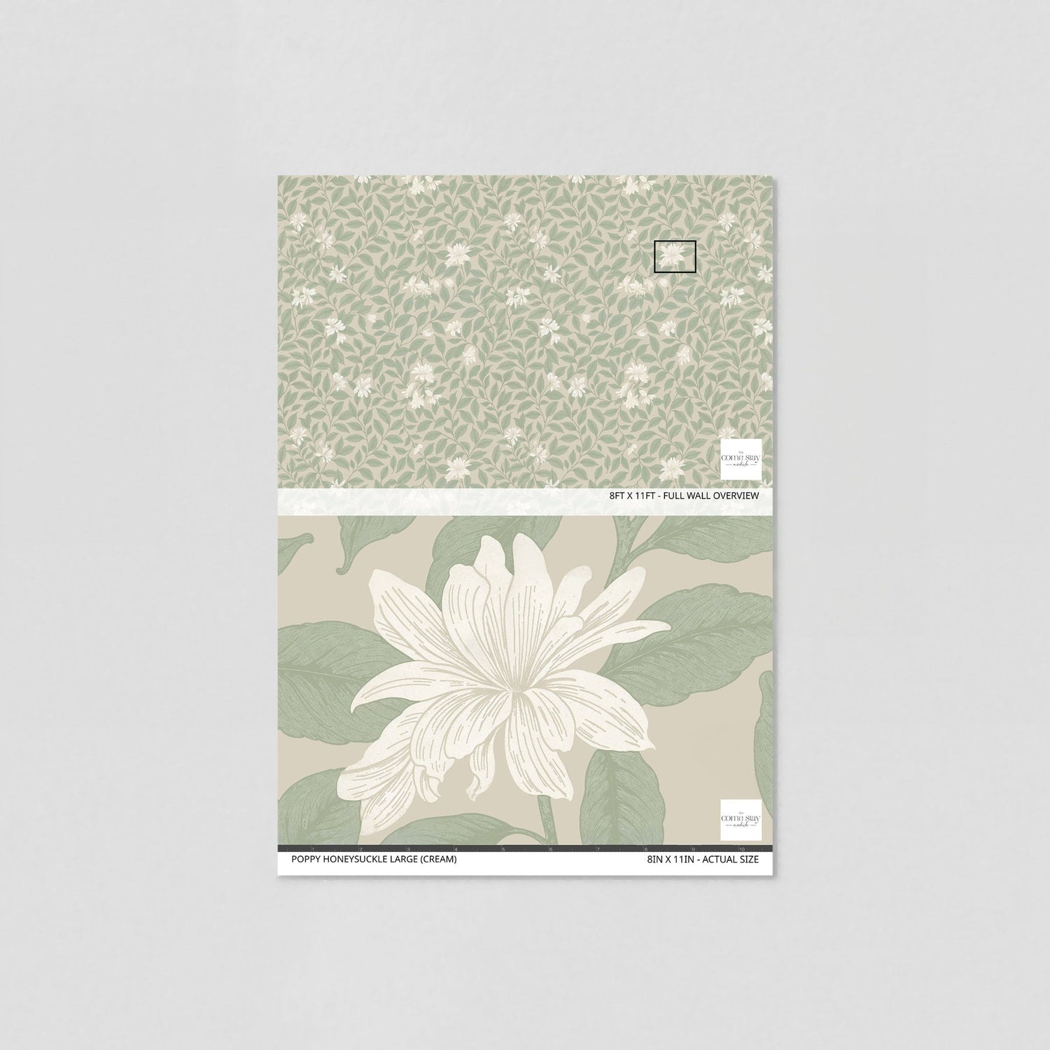 Poppy Honeysuckle Large (Cream) Wallpaper