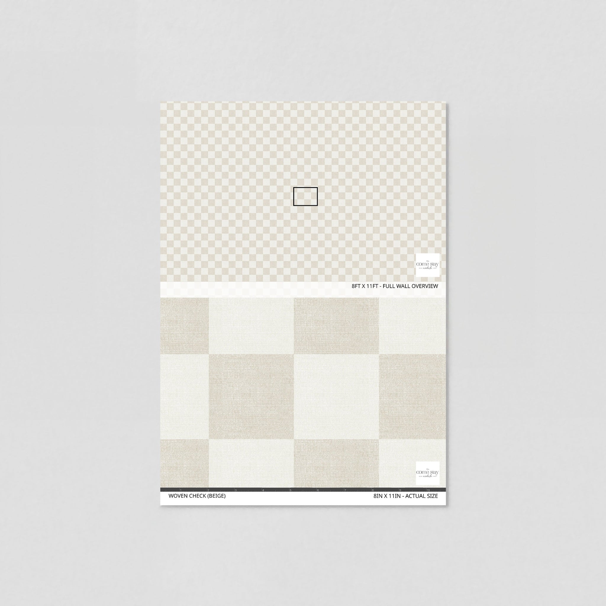 Woven Check (Beige) Wallpaper - 8 FT H X 12.5 FT W LUXE