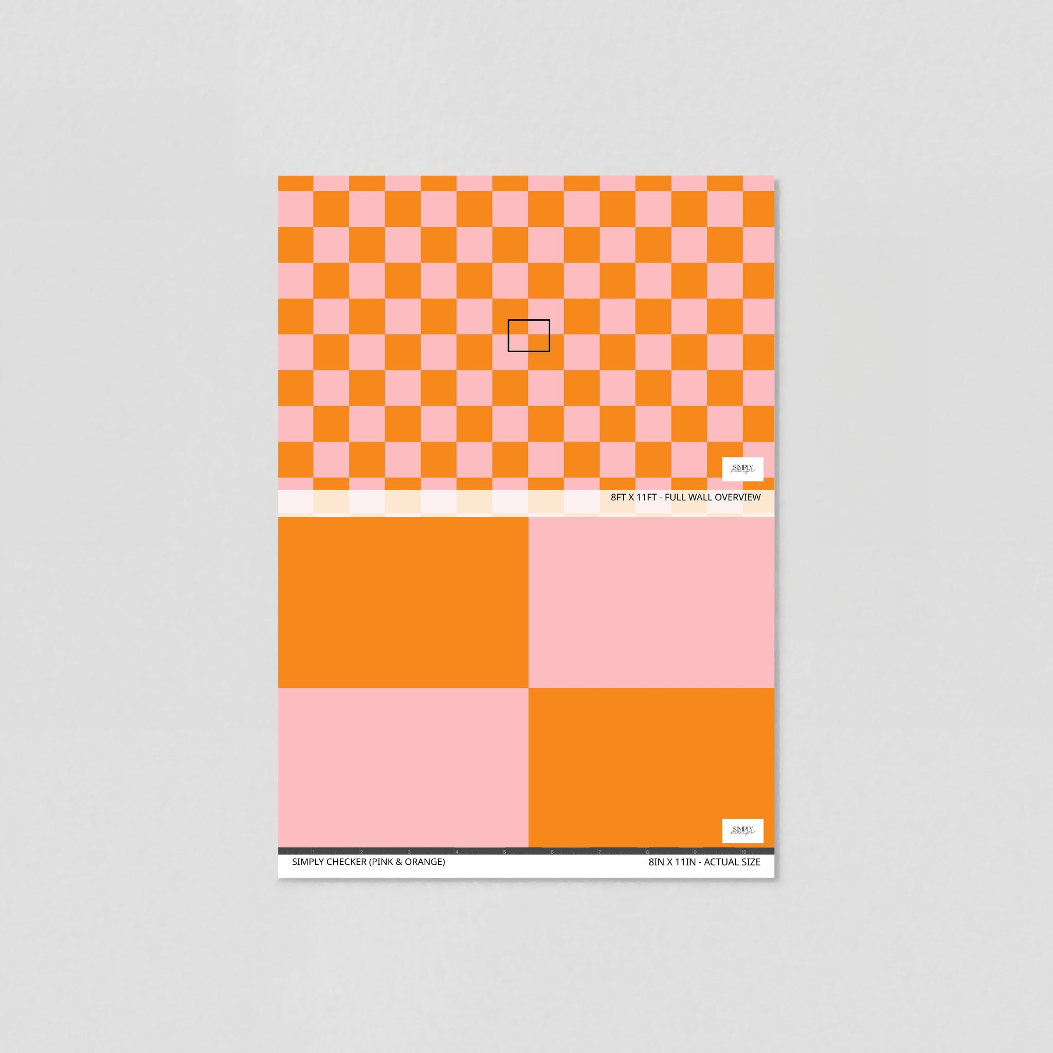 Simply Checker (Pink &amp; Orange) Wallpaper