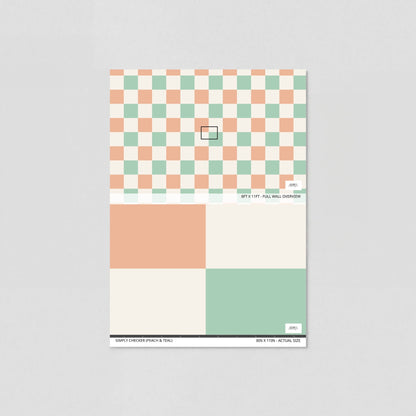 Simply Checker (Peach &amp; Teal) Wallpaper