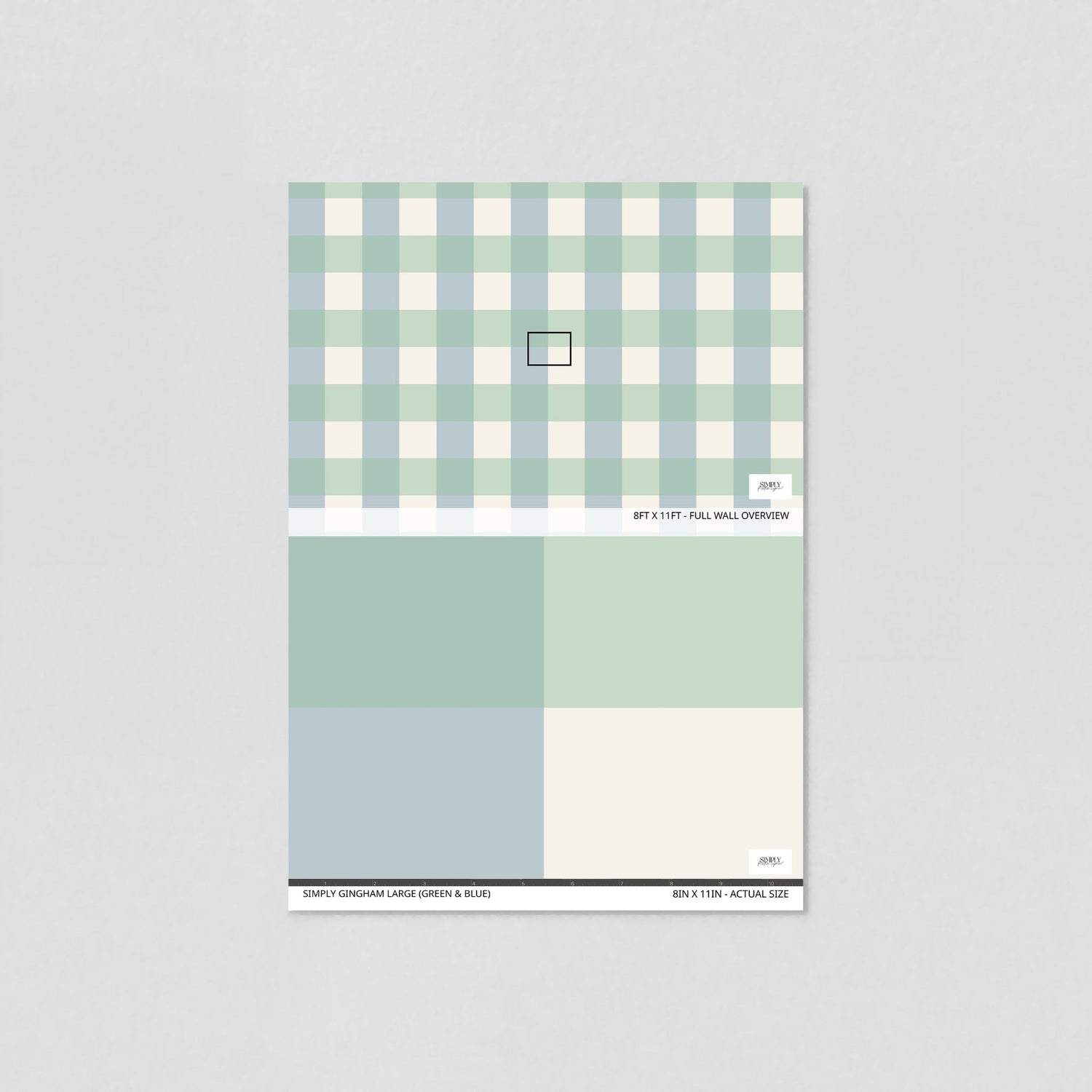 Simply Gingham Large (Green &amp; Blue) Wallpaper