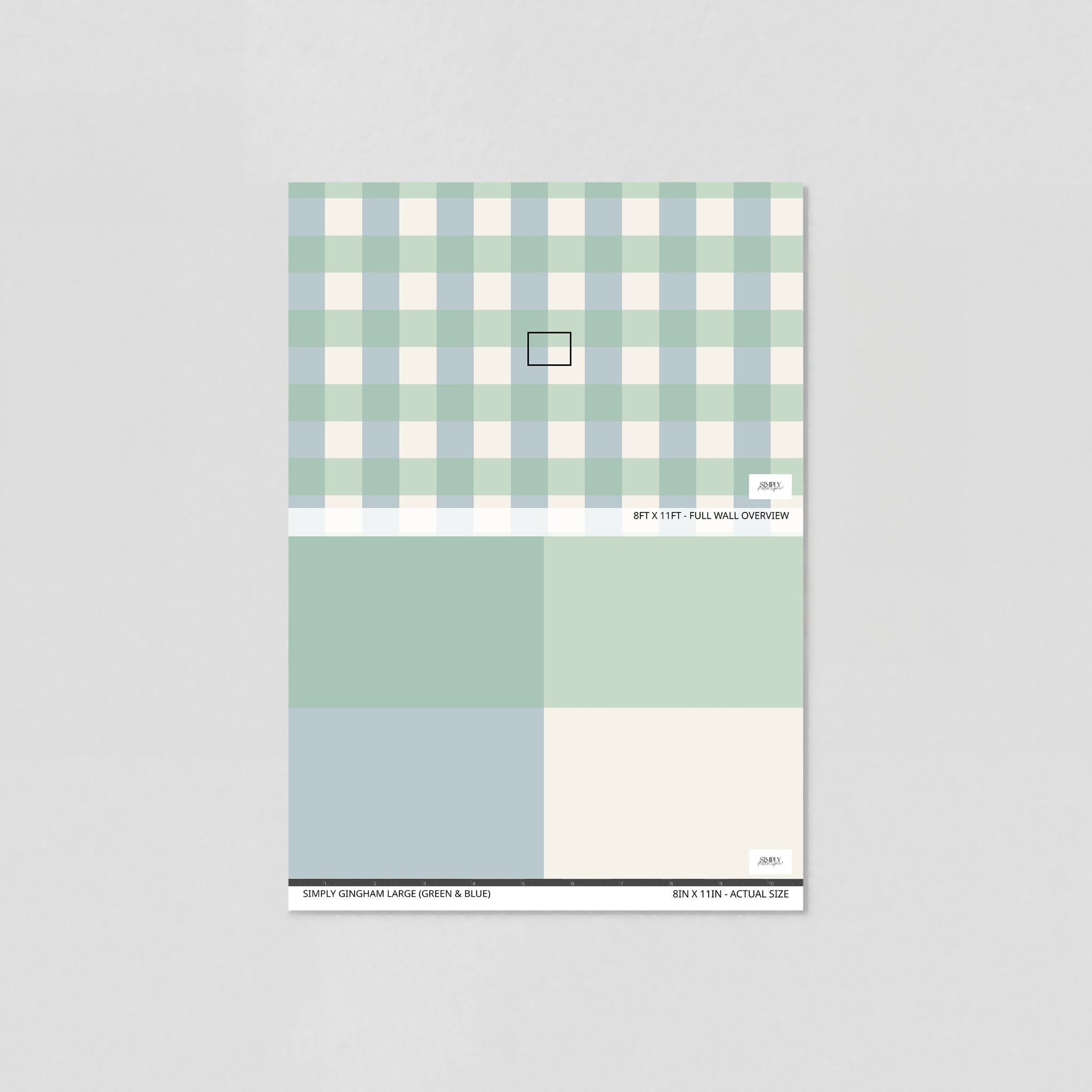 Simply Gingham Large (Green &amp; Blue) Wallpaper