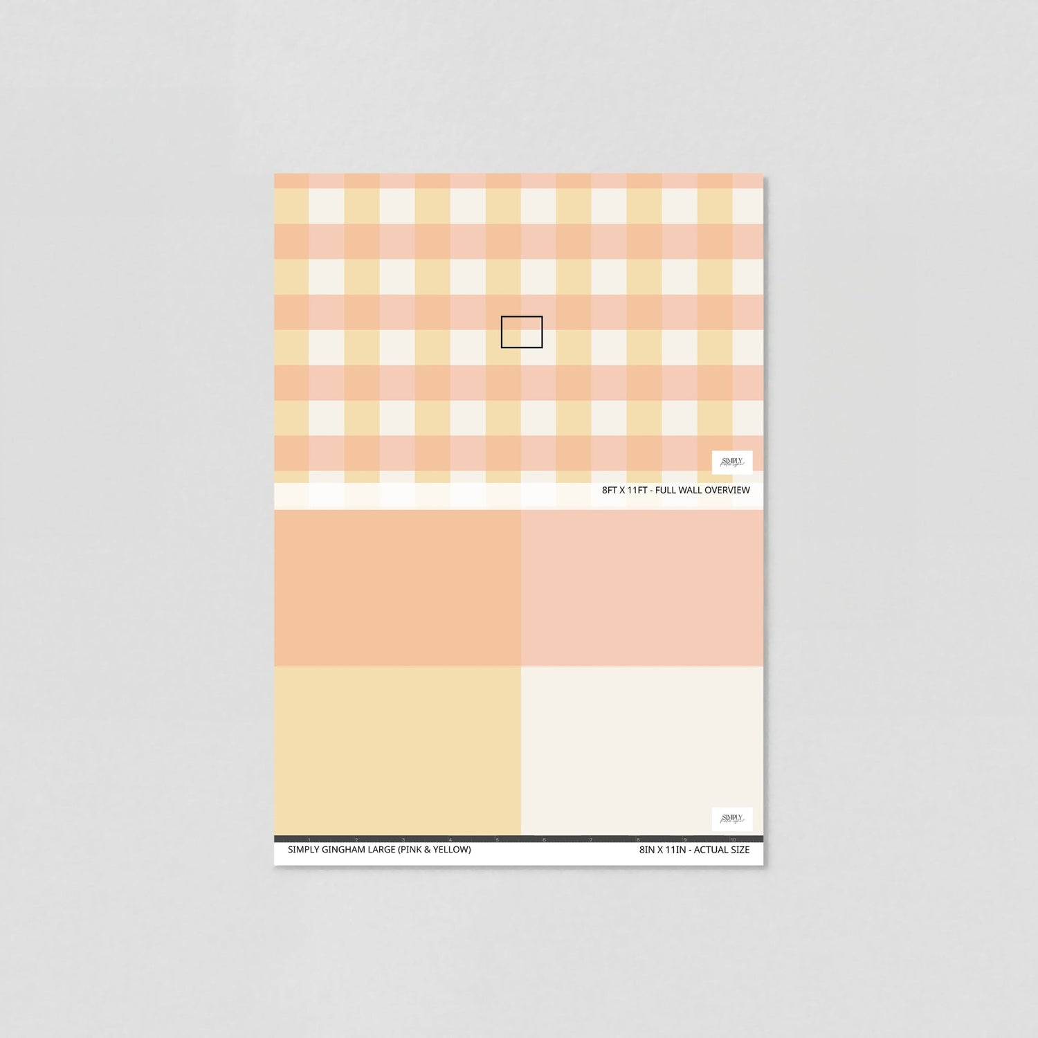 Simply Gingham Large (Pink &amp; Yellow) Wallpaper