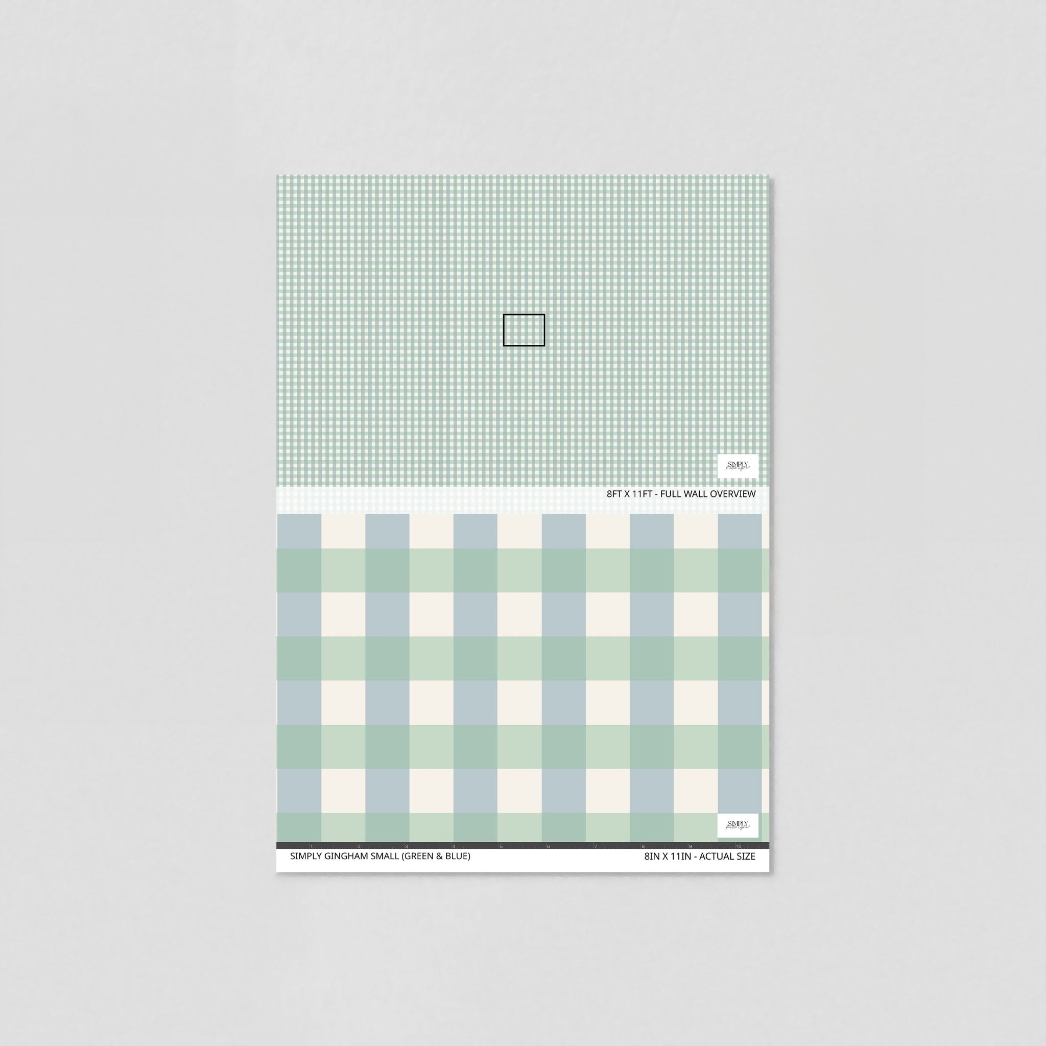 Simply Gingham Small (Green &amp; Blue) Wallpaper