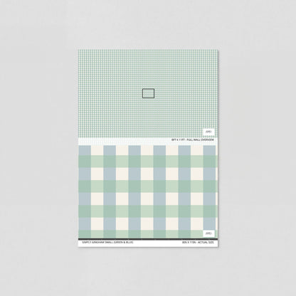 Simply Gingham Small (Green &amp; Blue) Wallpaper