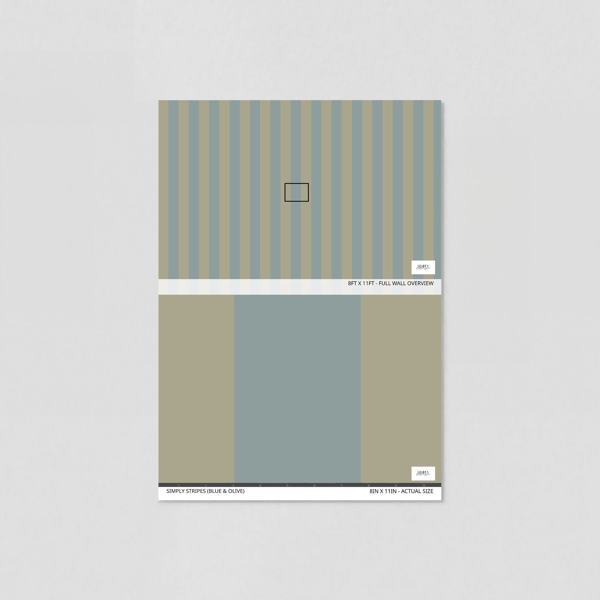 Simply Stripes (Blue &amp; Olive) Wallpaper