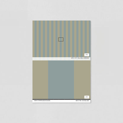 Simply Stripes (Blue &amp; Olive) Wallpaper
