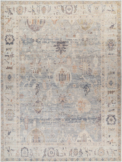Marlene Damask Cream &amp; Blue Area Rug - Becki Owens x Livabliss