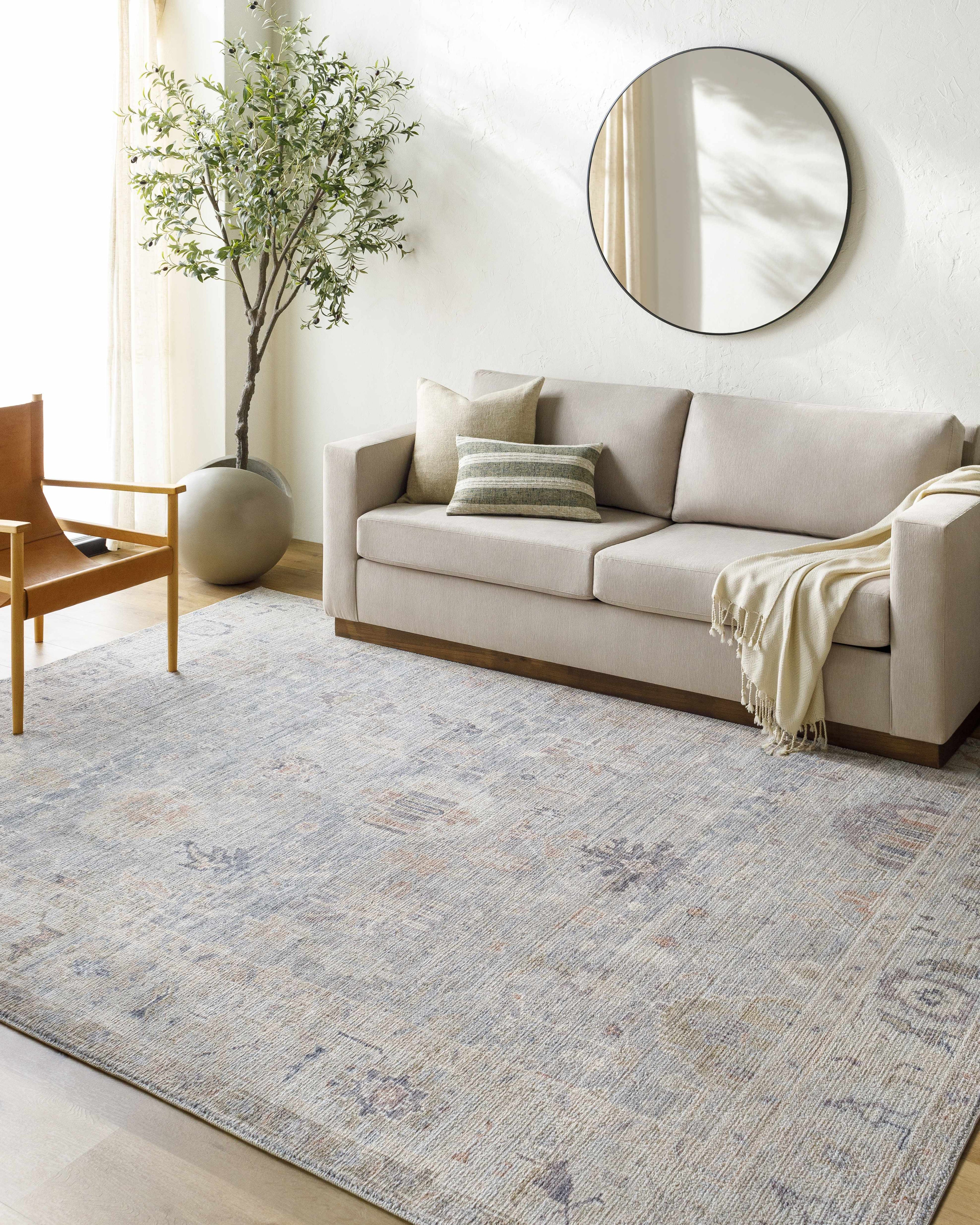 Marlene Damask Cream &amp; Blue Area Rug - Becki Owens x Livabliss