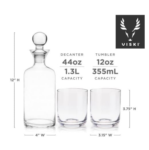 Raye Modern Crystal Liquor Decanter and Tumbler Set