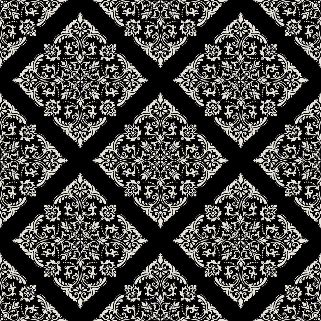 Thrifted Meadow (Black) Wallpaper