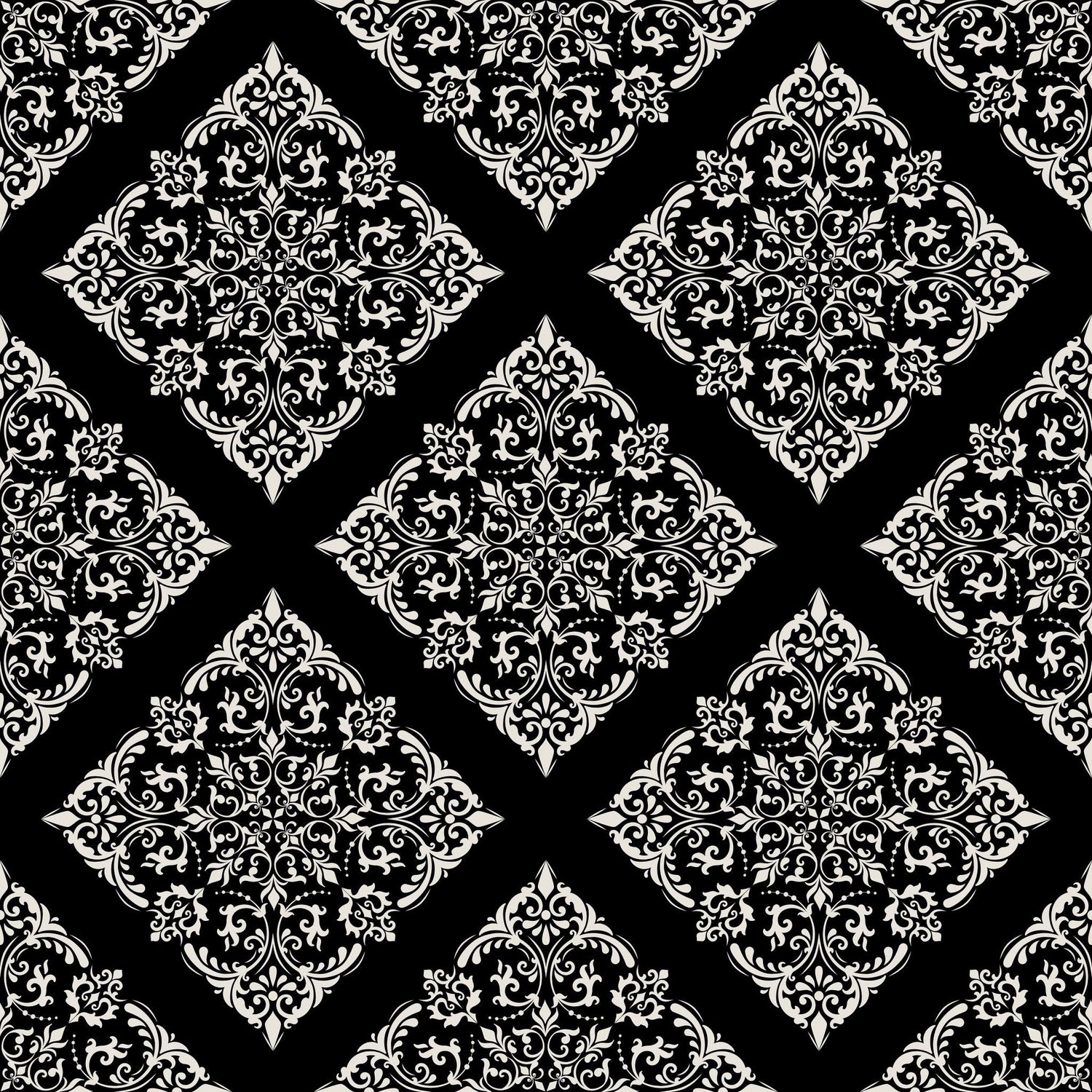 Thrifted Meadow (Black) Wallpaper