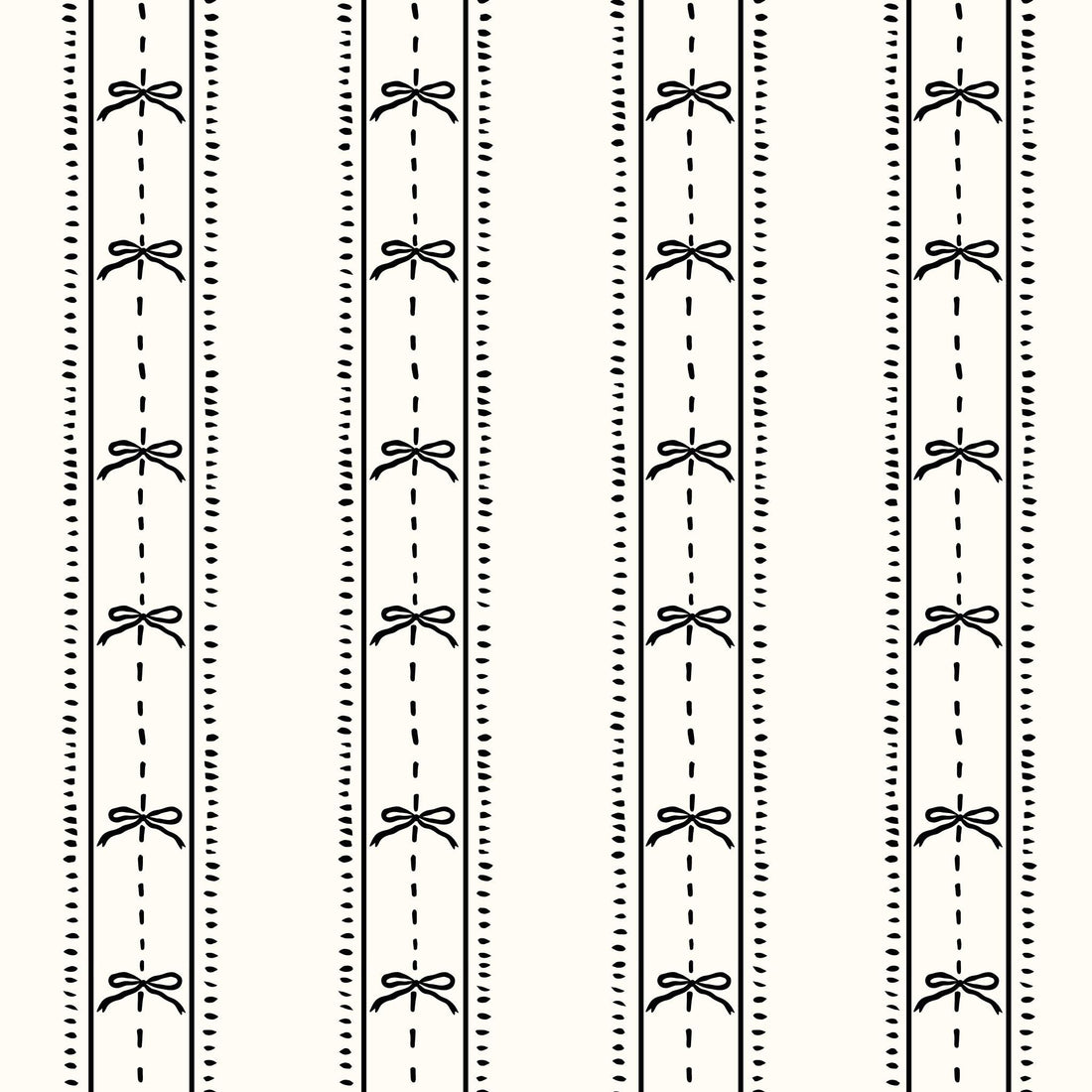 Cottage Bows (Black) Wallpaper