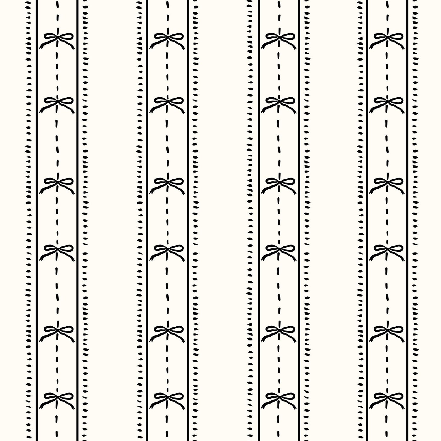 Cottage Bows (Black) Wallpaper