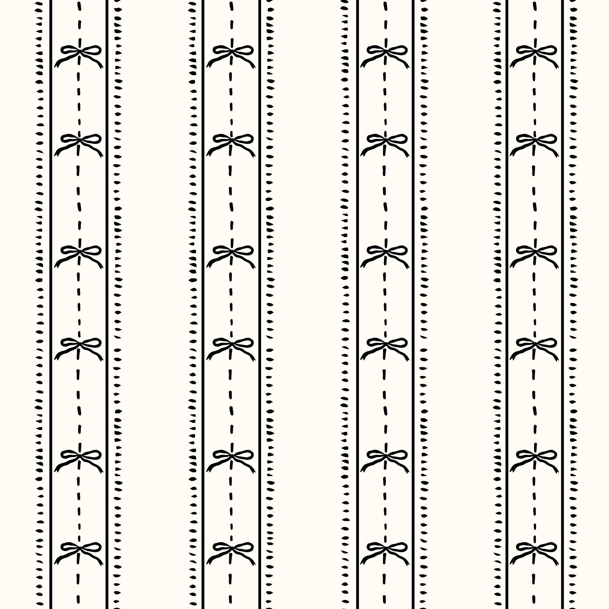 Cottage Bows (Black) Wallpaper