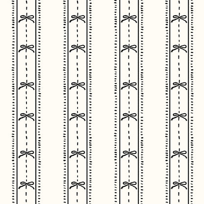 Cottage Bows (Black) Wallpaper