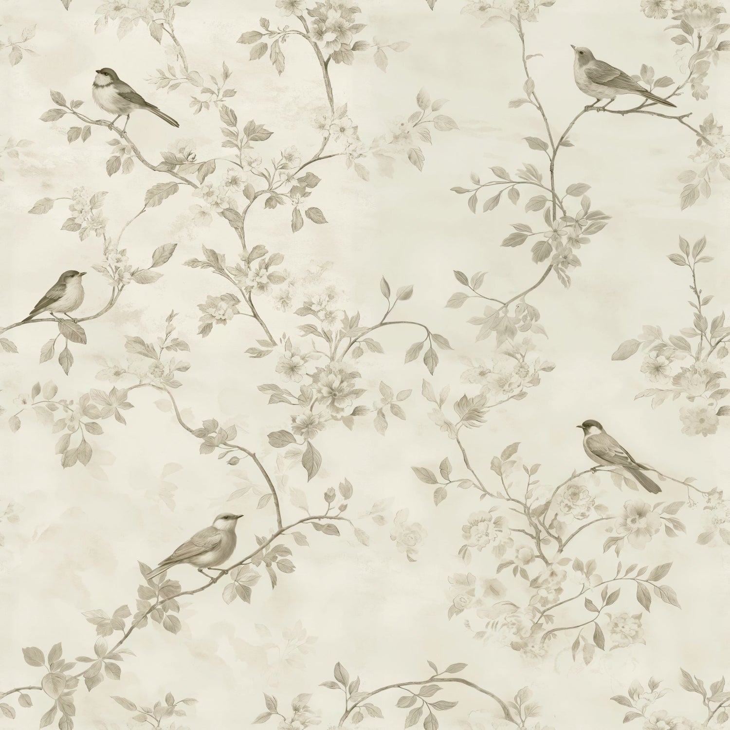 Vintage Songbird Wallpaper - 10 FT H X 33.25 FT W P&amp;S