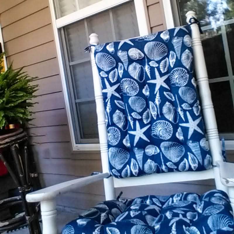 Shoreline Navy Blue Porch Rocker Cushions Latex Foam Fill