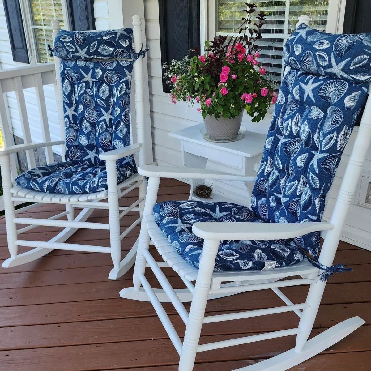 Shoreline Navy Blue Porch Rocker Cushions Latex Foam Fill