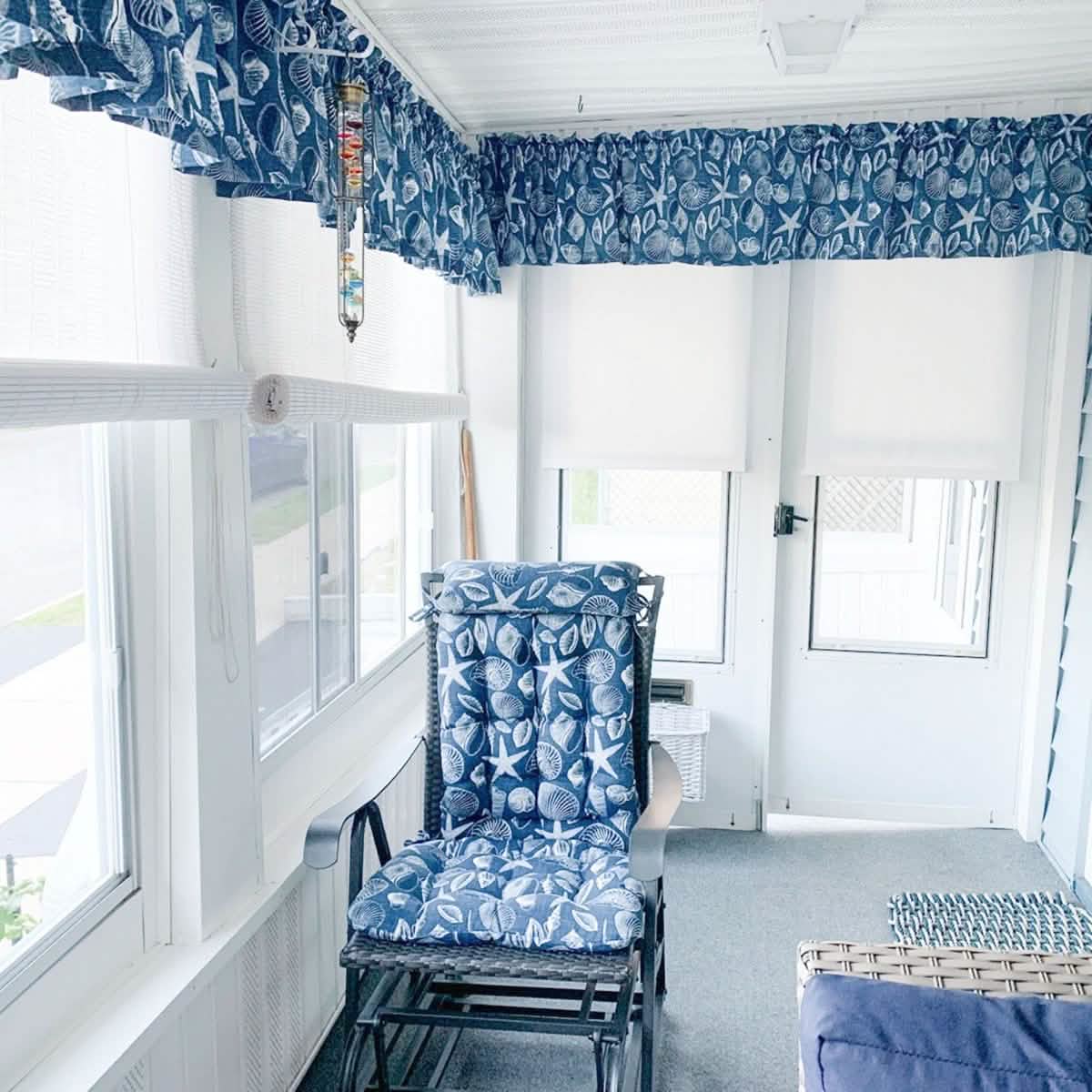 Shoreline Navy Blue Porch Rocker Cushions Latex Foam Fill