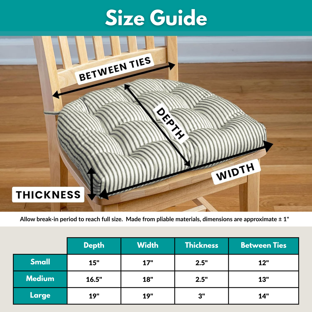 Tibet Grey Dining Chair Pad - Made in USA - 100% Cotton - Machine Washable