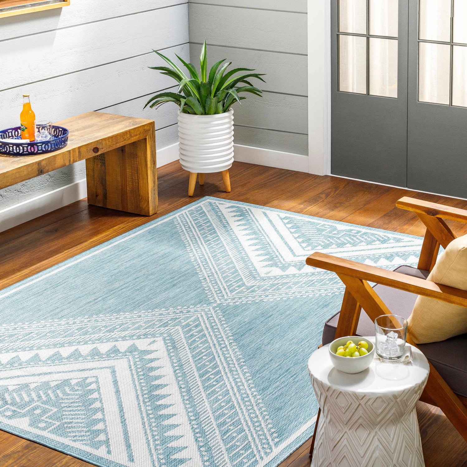 Deana Blue Outdoor Area Rug - Clearance