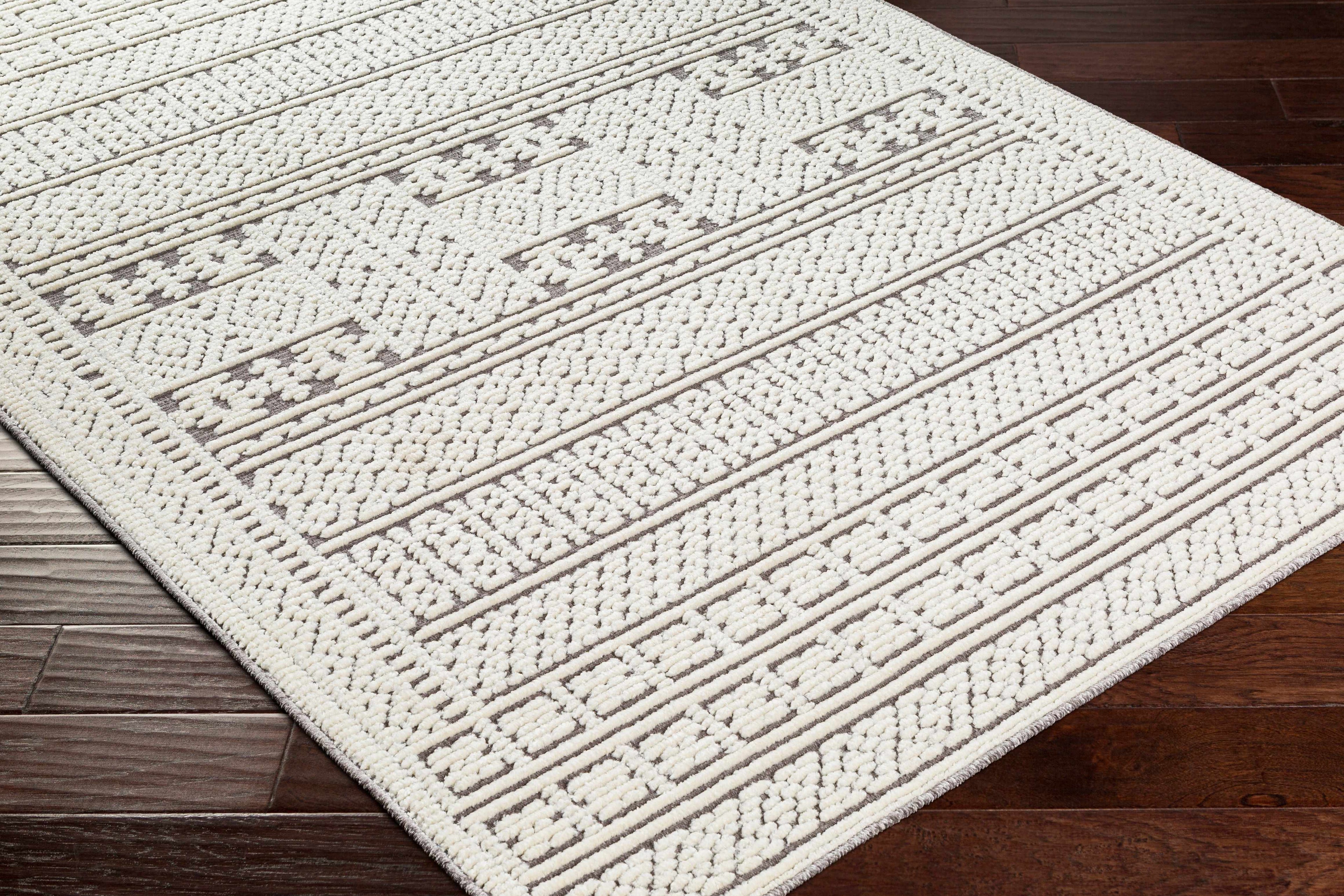 Bahar Cream &amp; Gray Washable Area Rug - Limited Edition