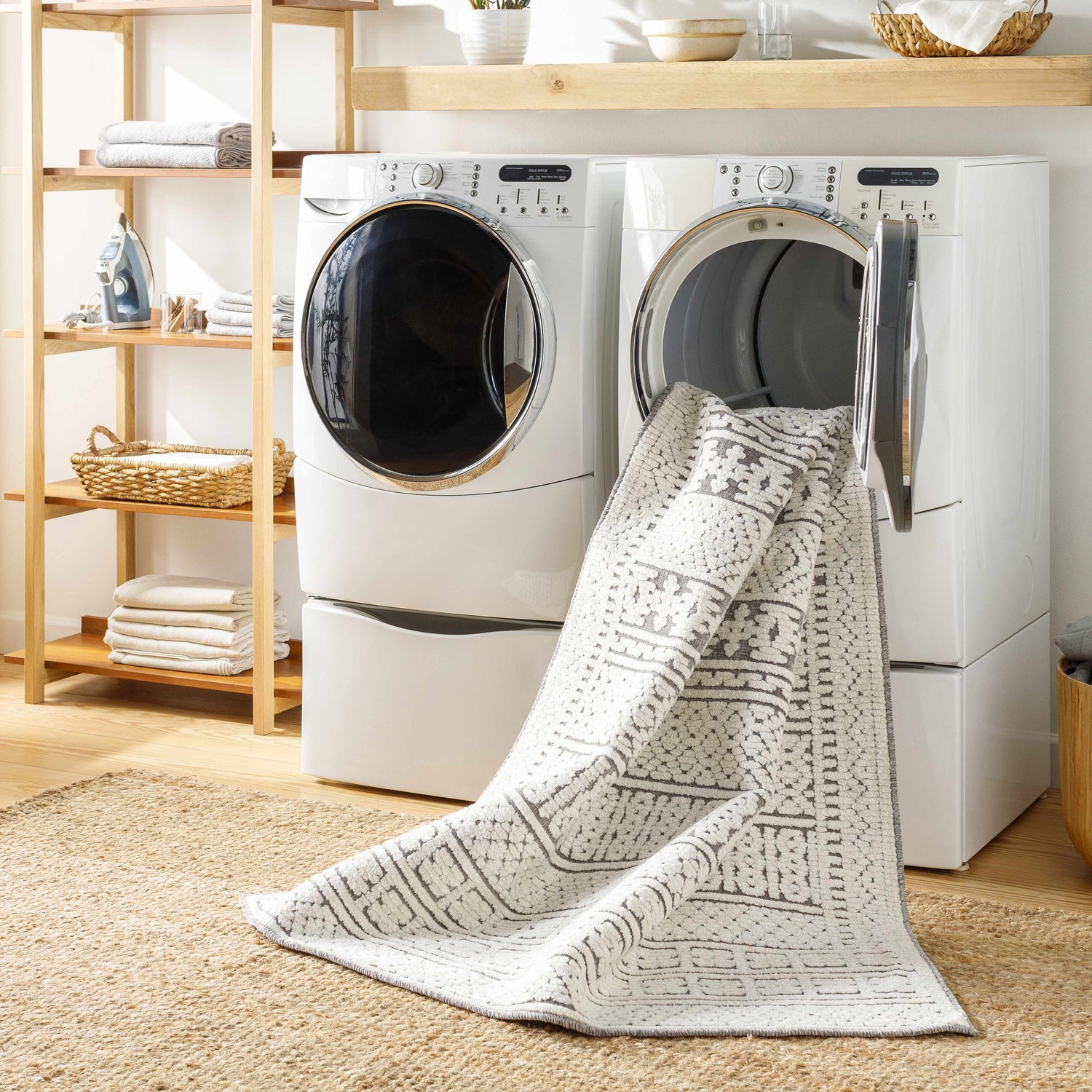 Bahar Cream &amp; Gray Washable Area Rug - Limited Edition